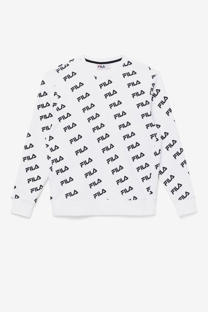 Fila Sweatshirt Dame Hvide Diagonal Logo Crew DKF-756810